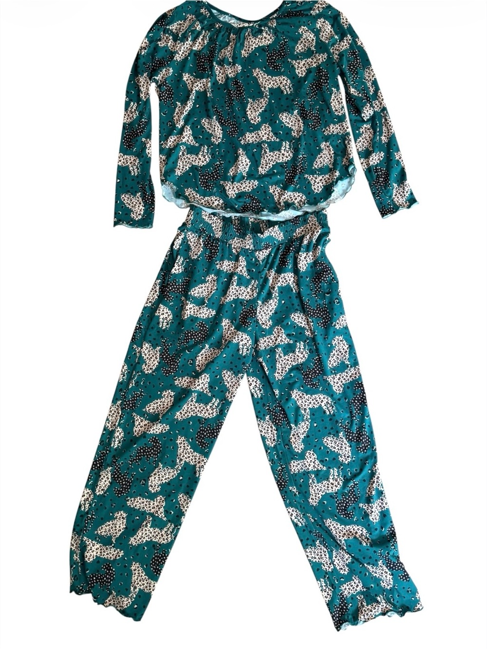 Comfort Code by Cuddl Duds Leopard Print 2-Piece Pajama Lounge Set S Coastal - Picture 2 of 15